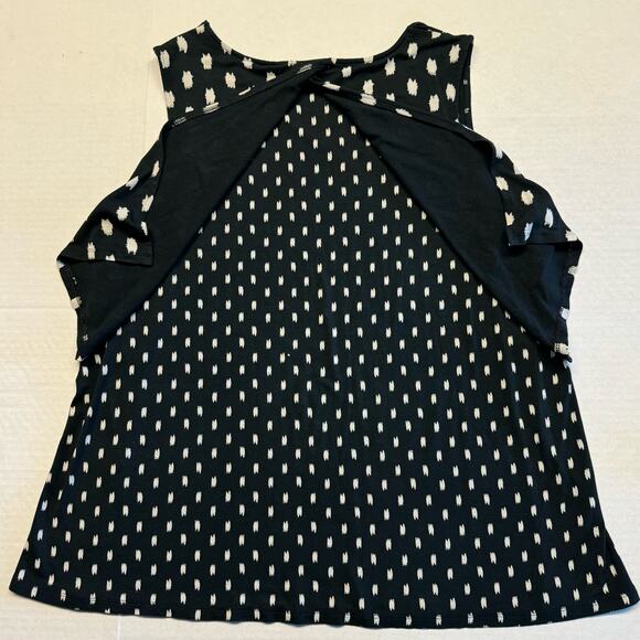 J. Jill Wearever Collection Sleeveless V-Neck Top Women L Black Tan Abstract - Picture 4 of 6